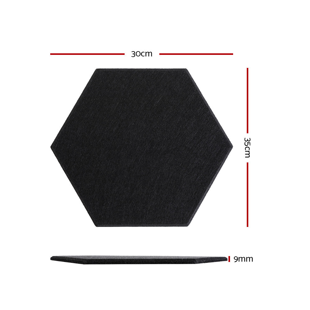 Acoustic Foam 12pcs 35x30x0.9cm Soundproof Absorption Panel Adhesive Black