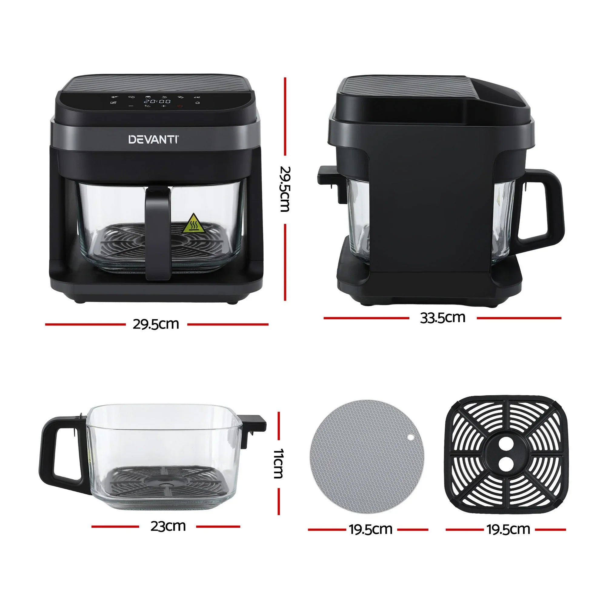 Air Fryer 5.5L Touch Control Electric Cooker 1200W Black