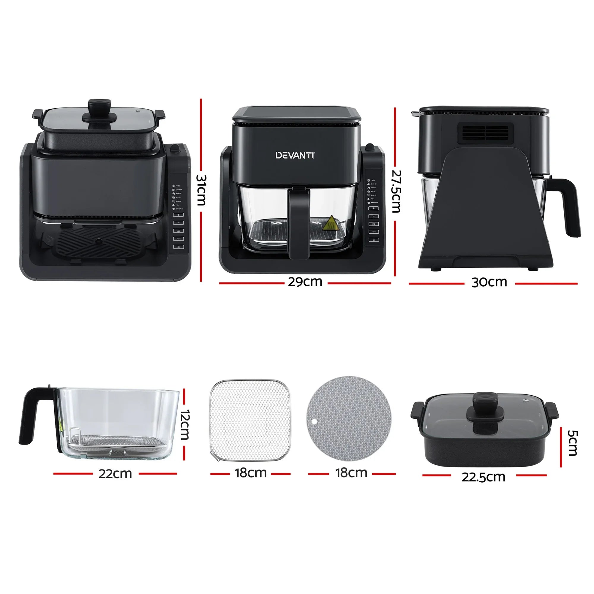 2-IN-1 Air Fryer 5.5L Dual Zone Fryers Electric Cooker with Top BBQ Grill & Bot