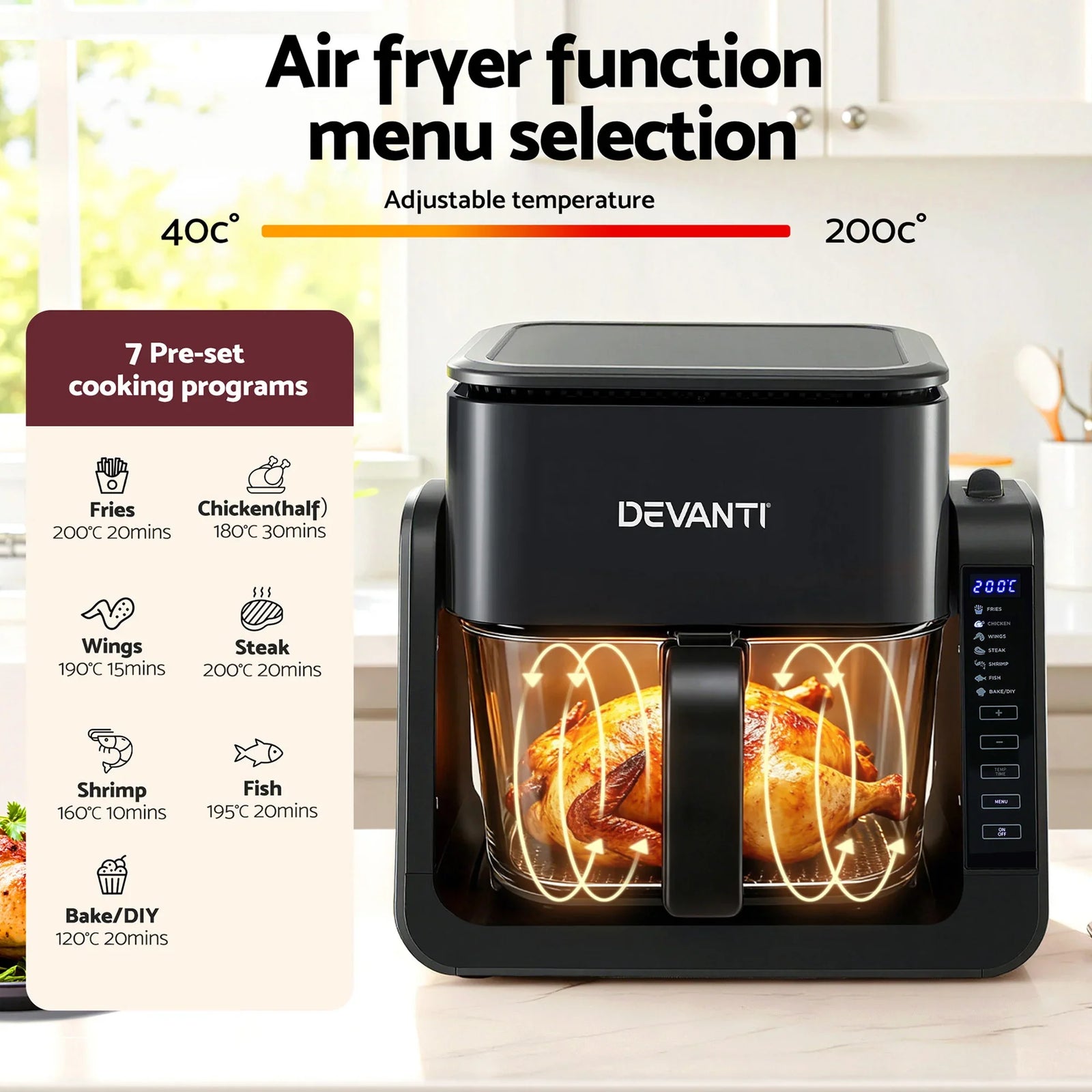 2-IN-1 Air Fryer 5.5L Dual Zone Fryers Electric Cooker with Top BBQ Grill & Bot