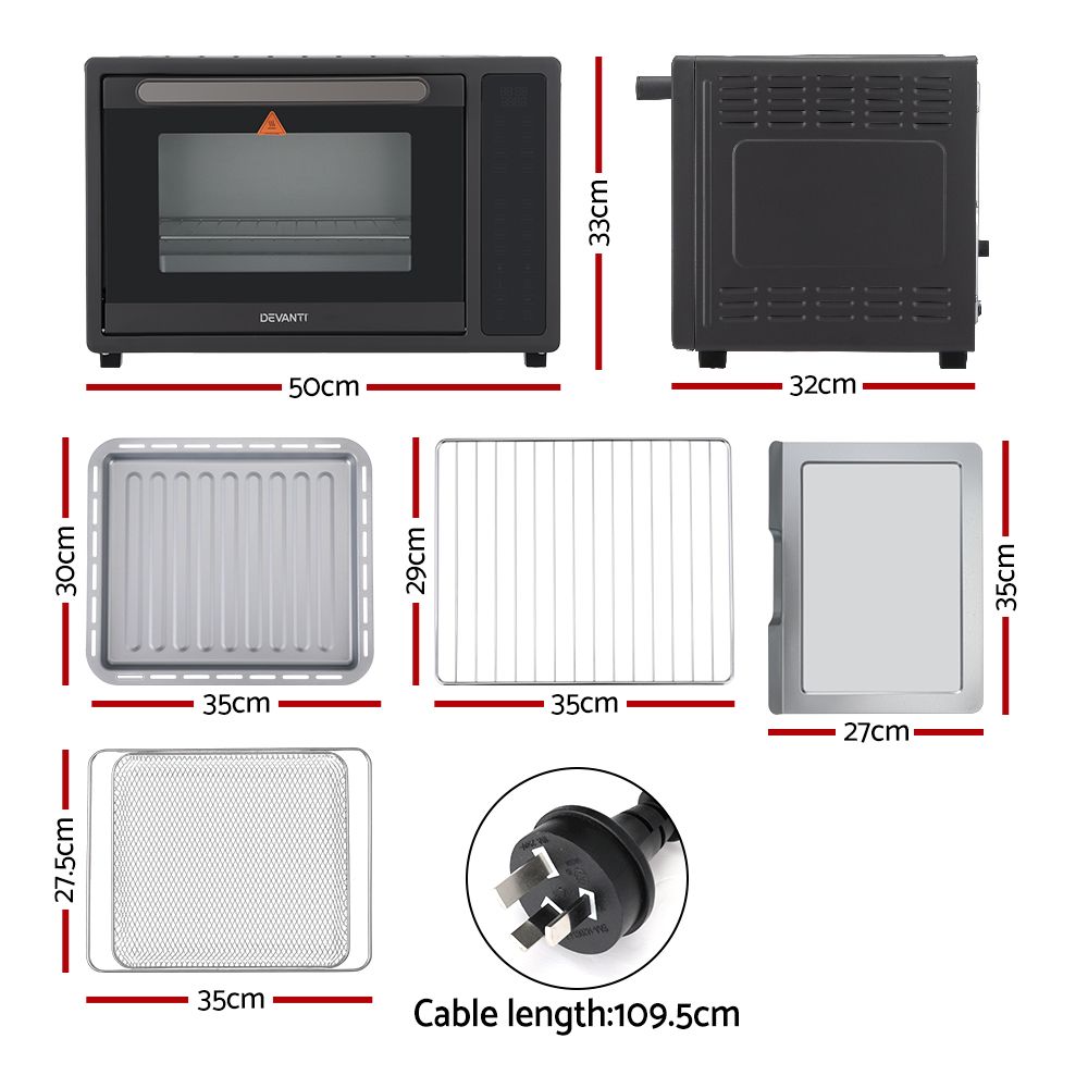 Air Fryer Oven 32L – 16 Presets, LCD Touch, 1700W, Black