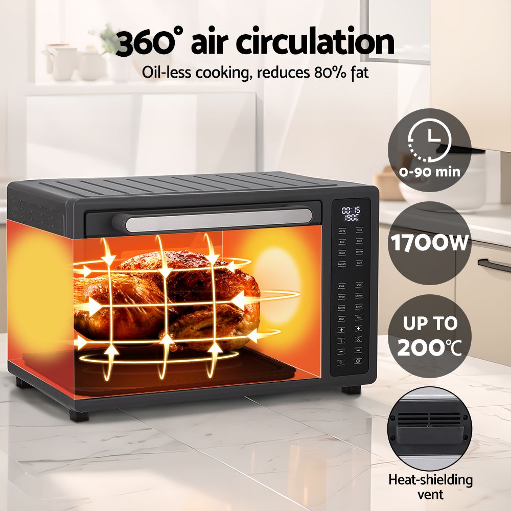 Air Fryer Oven 32L – 16 Presets, LCD Touch, 1700W, Black