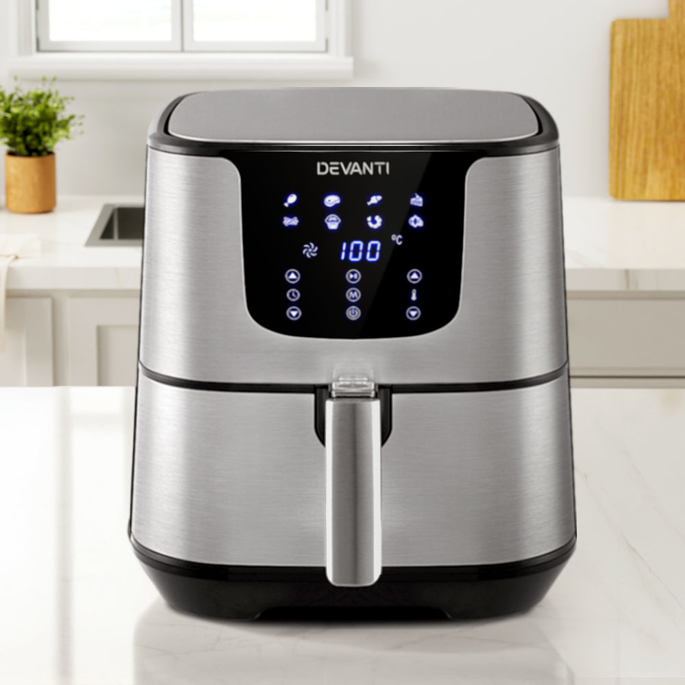 Devanti Air Fryer 7L LCD Fryers Stainless Steel