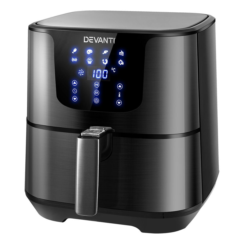 7L Air Fryer – 8 Presets, LCD Touch, 360° Air Circulation, Stainless Steel
