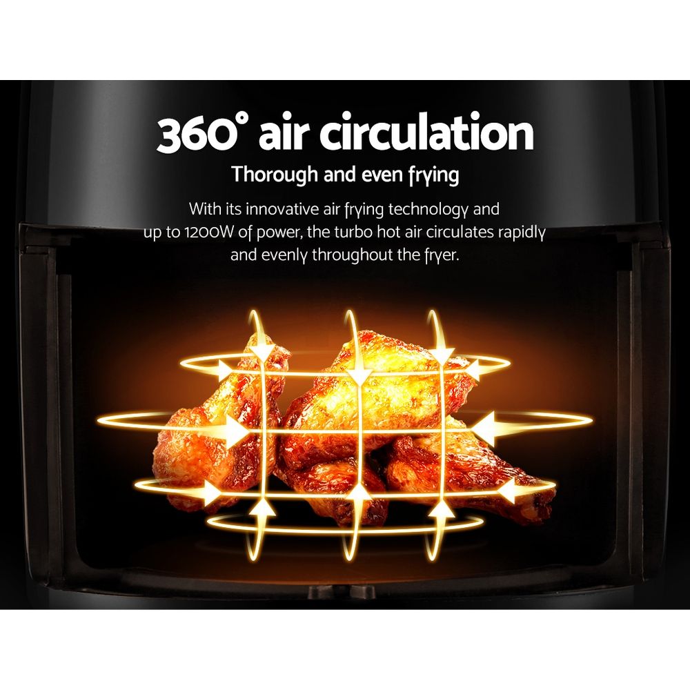 2.5L Air Fryer Oil Free Cooker 1200W Compact Fryer Black