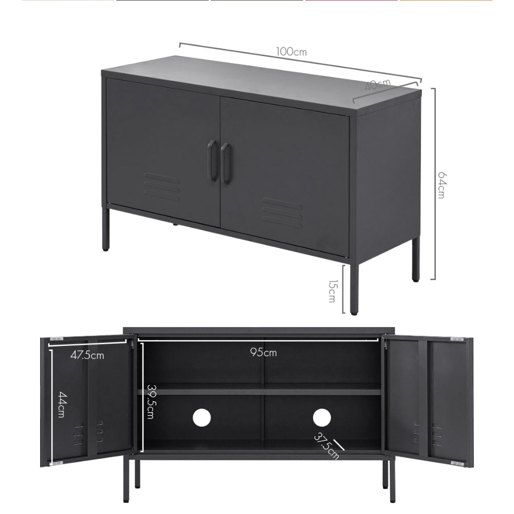 Charcoal Metal Storage Cabinet Sideboard Buffet with Adjustable Shelf