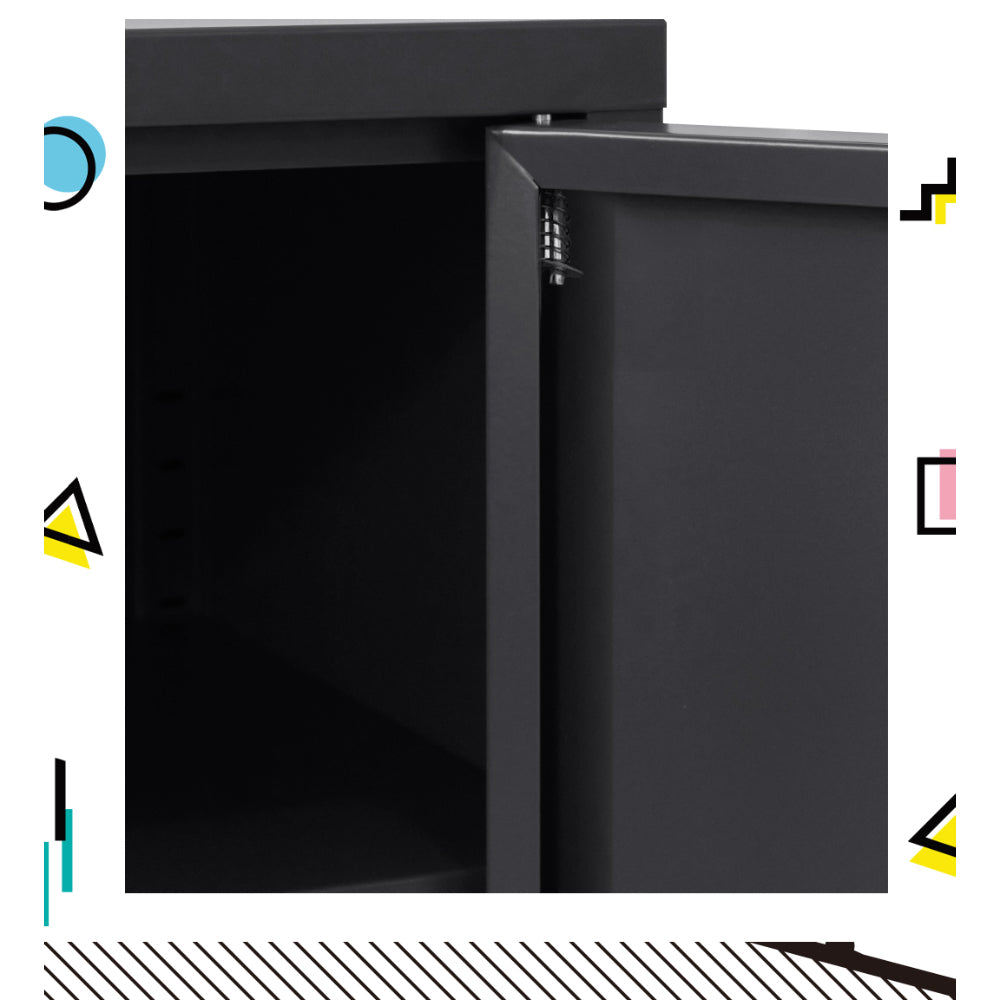 Charcoal Metal Storage Cabinet Sideboard Buffet with Adjustable Shelf
