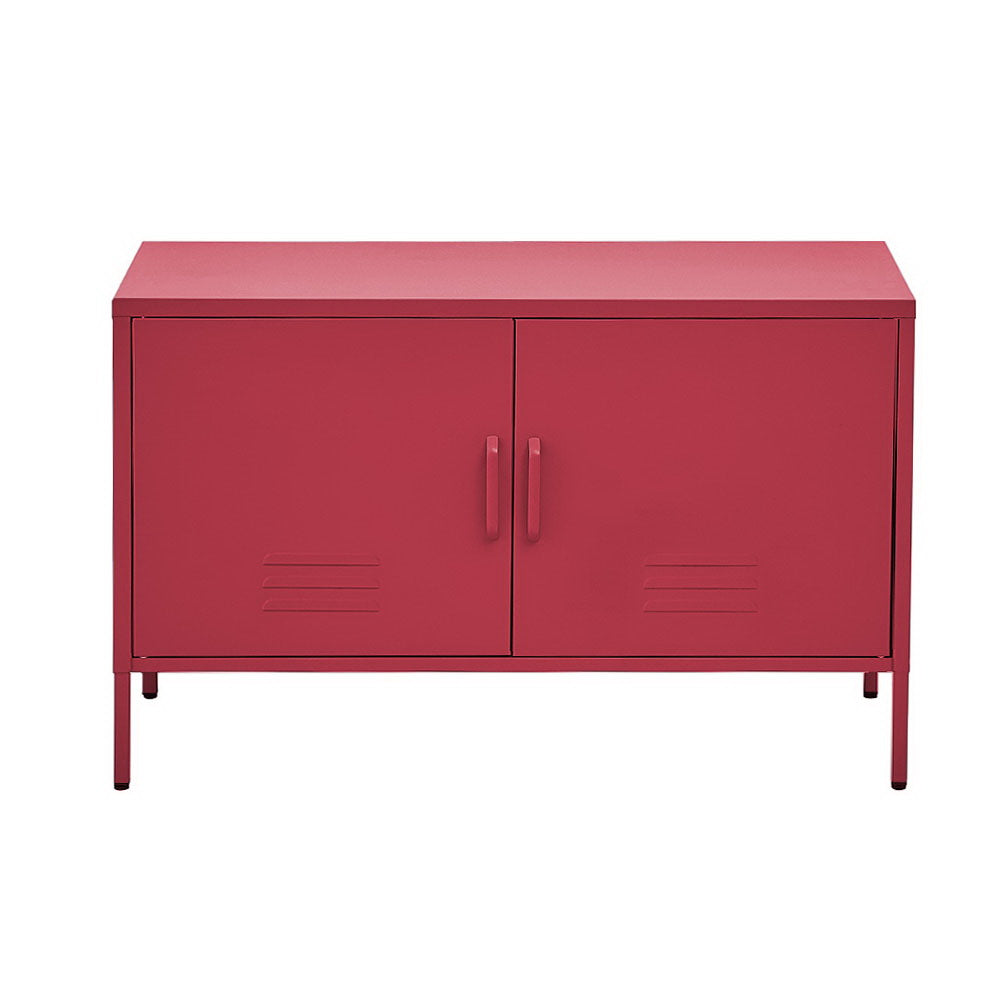 Pink Metal Storage Cabinet Sideboard Buffet with Adjustable Shelf