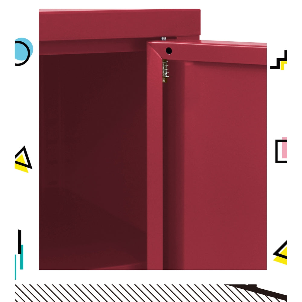 Pink Metal Storage Cabinet Sideboard Buffet with Adjustable Shelf