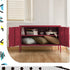 Pink Metal Storage Cabinet Sideboard Buffet with Adjustable Shelf