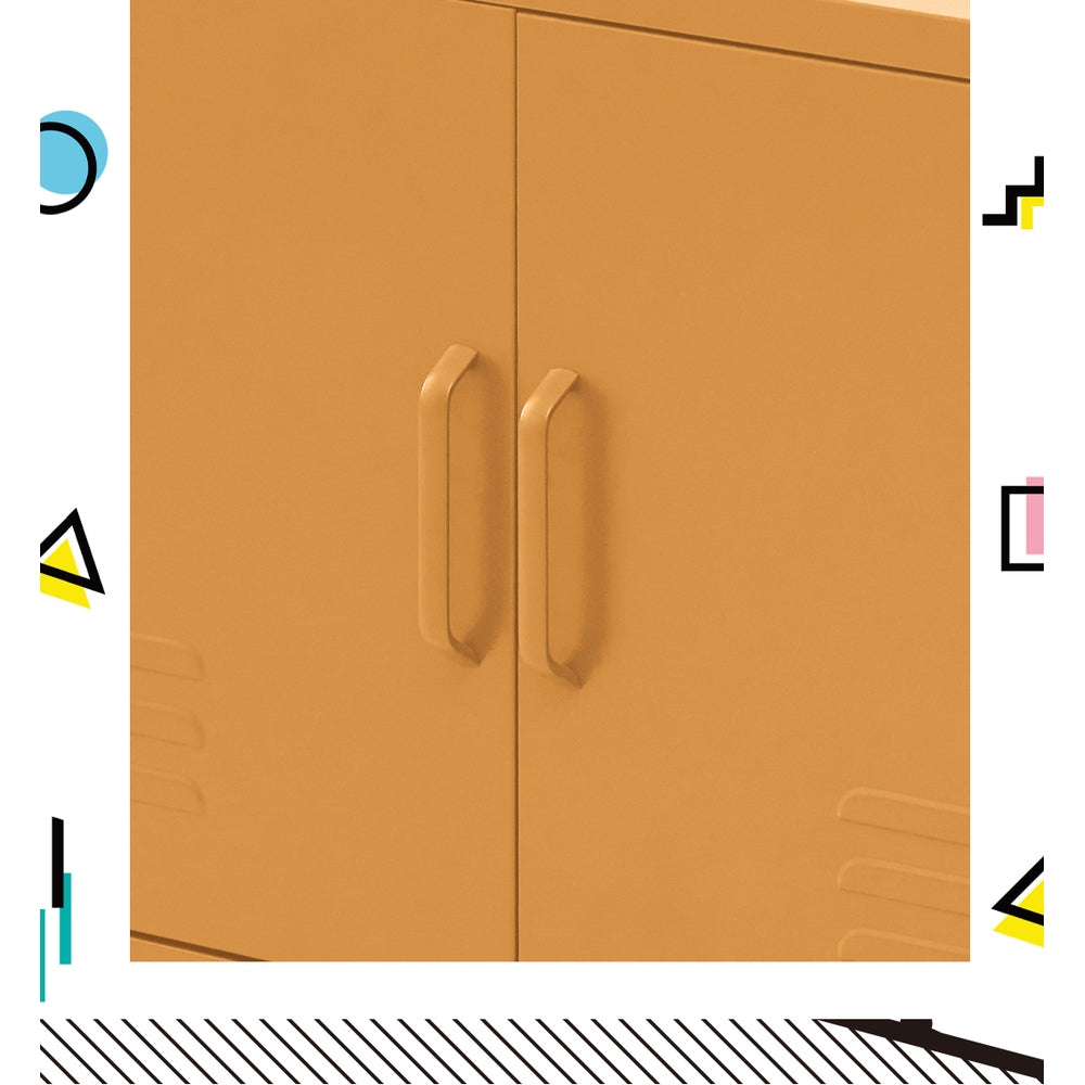 Yellow Metal Storage Cabinet Sideboard Buffet with Adjustable Shelf