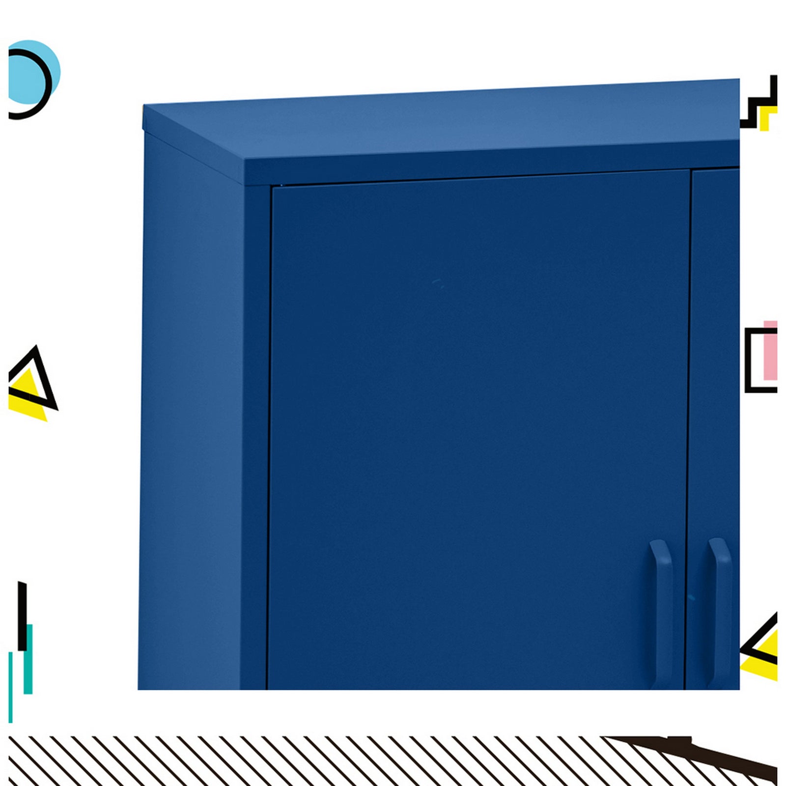 Artiss Metal Locker Cabinet Blue Storage Sideboard Buffet Cabinet 80cm