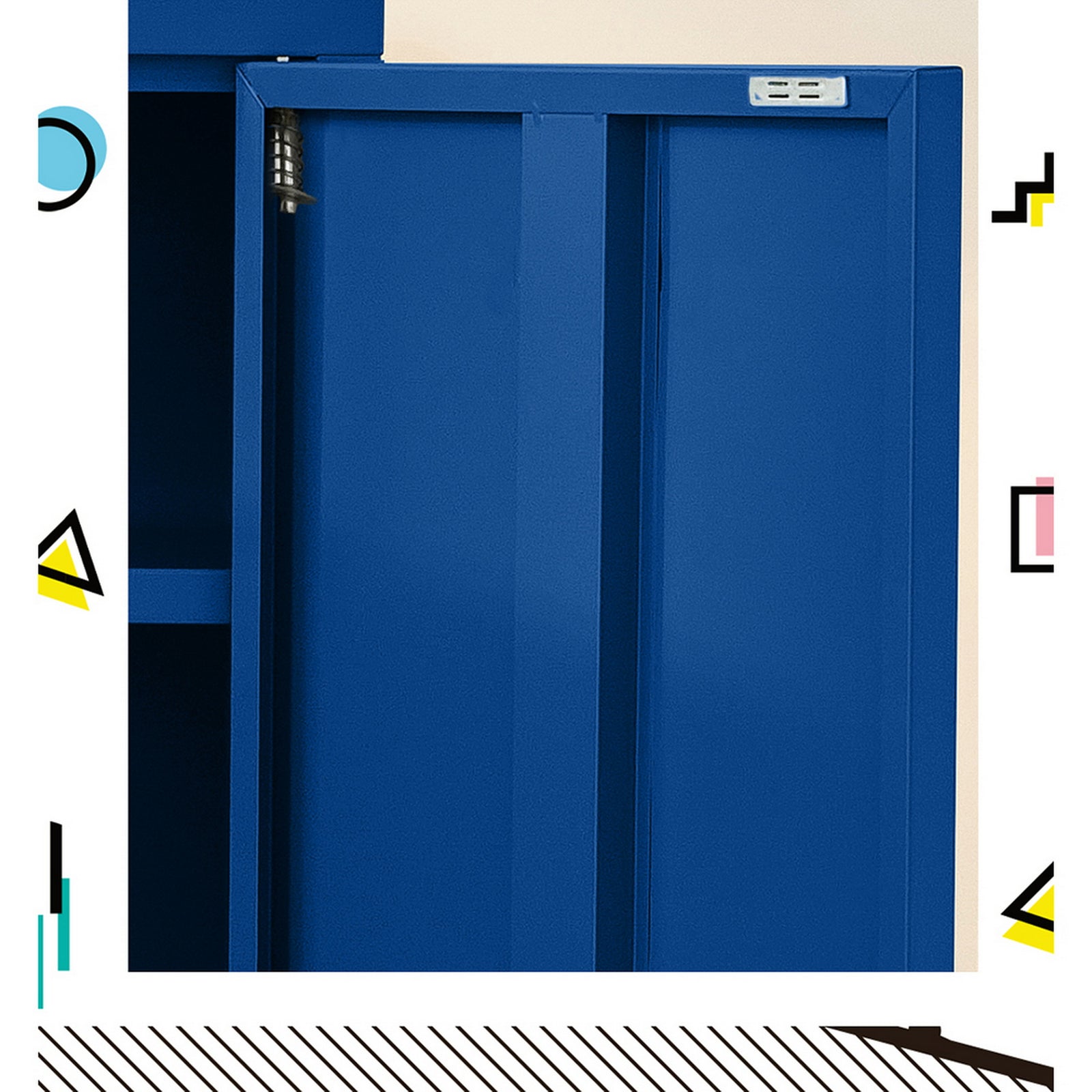 Artiss Metal Locker Cabinet Blue Storage Sideboard Buffet Cabinet 80cm