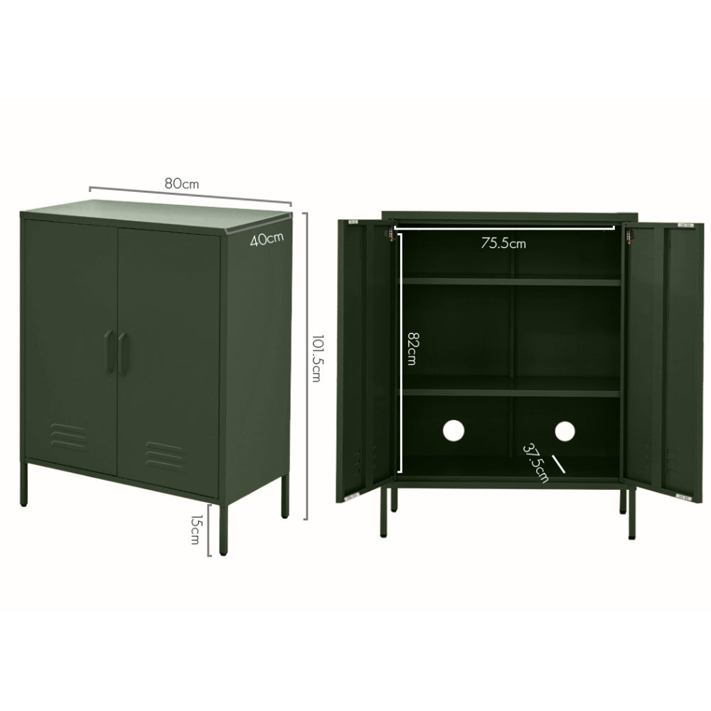 ArtissIn Green Metal Storage Cabinet Sideboard Buffet with Adjustable Shelves