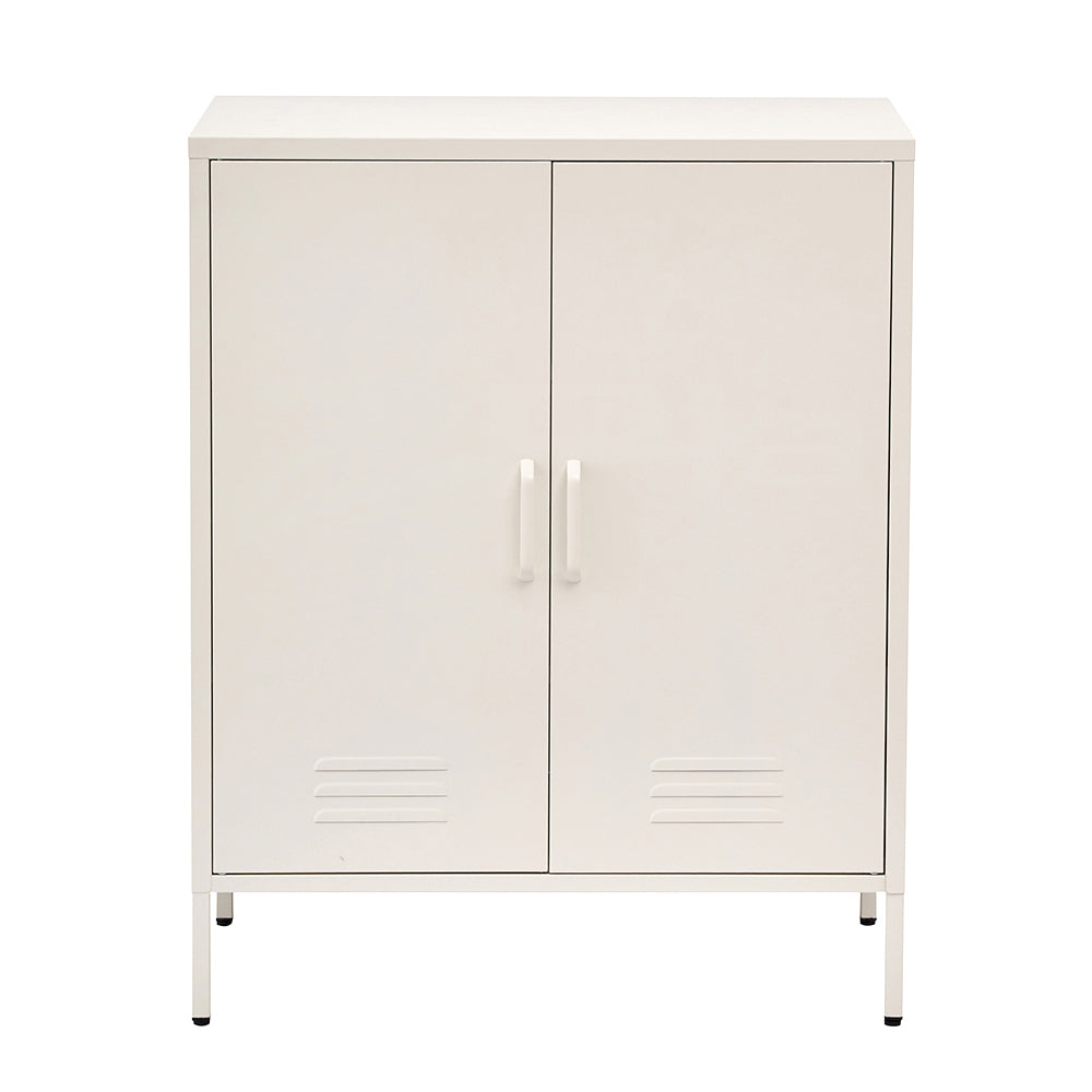 ArtissIn Metal Sideboard Storage Cabinet Steel Buffet Cupboard White 80cm
