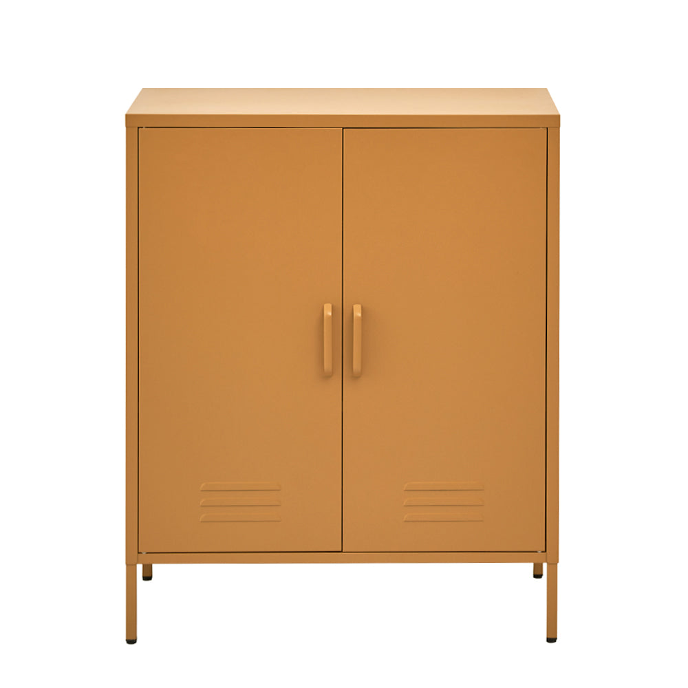 ArtissIn Metal Buffet Sideboard Cabinet Storage Cupboard Yellow 80cm