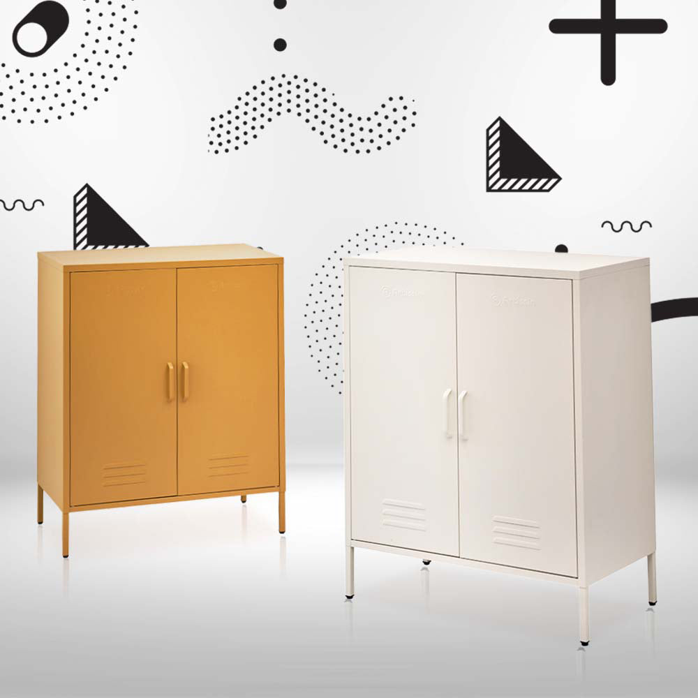 ArtissIn Metal Buffet Sideboard Cabinet Storage Cupboard Yellow 80cm