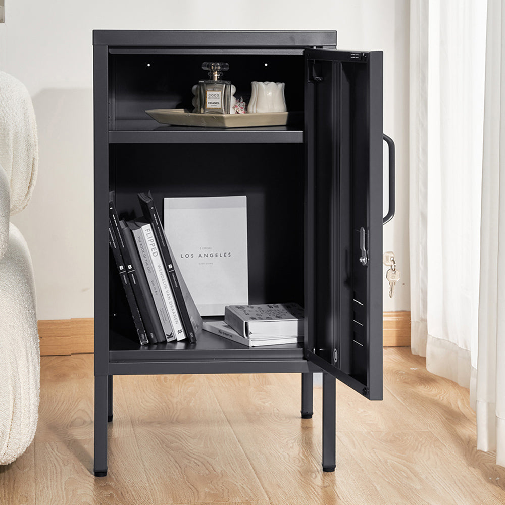 Artiss Bedside Table Metal Cabinet - Black