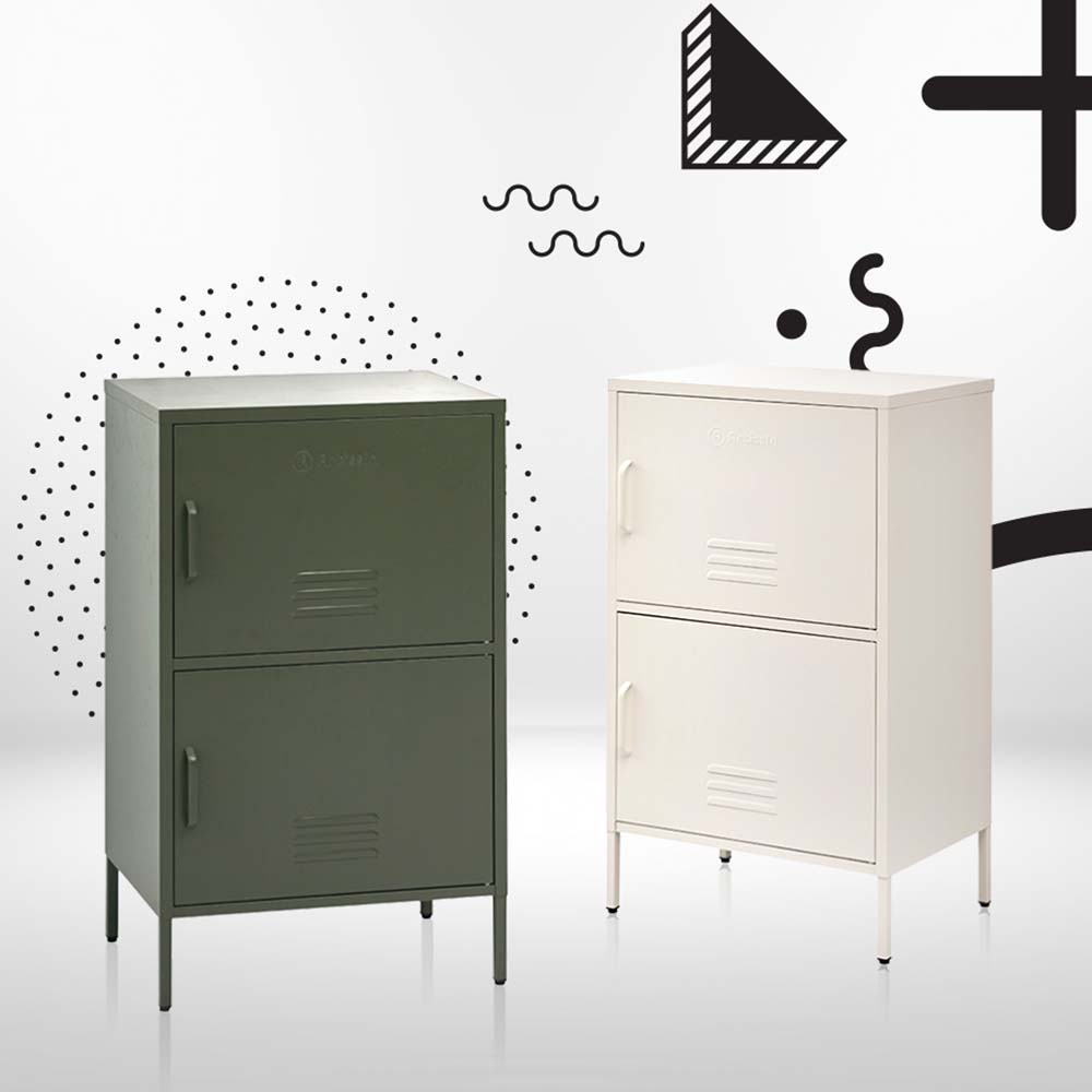 ArtissIn Metal Storage Cabinet Steel Sideboard Buffet Cupboard Green 60cm