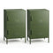 2x Buffet Sideboard Cabinet Storage Cupboard 2 Doors Metal Green DOUBLE