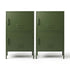 2x Buffet Sideboard Cabinet Storage Cupboard 2 Doors Metal Green DOUBLE