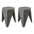 Set of 2 Puzzle Stools Side Table Stackable Indoor Outdoor Grey