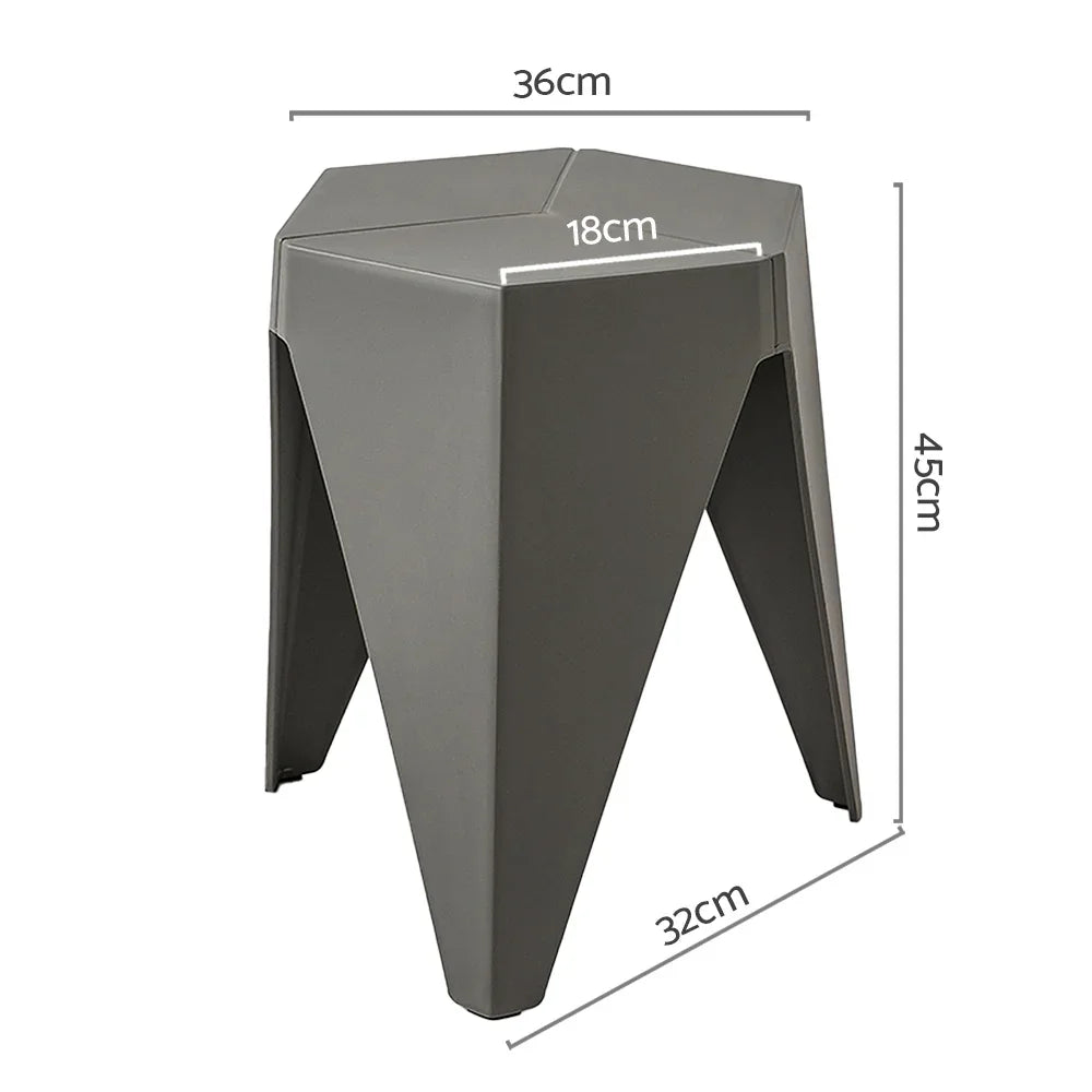 Set of 2 Puzzle Stools Side Table Stackable Indoor Outdoor Grey