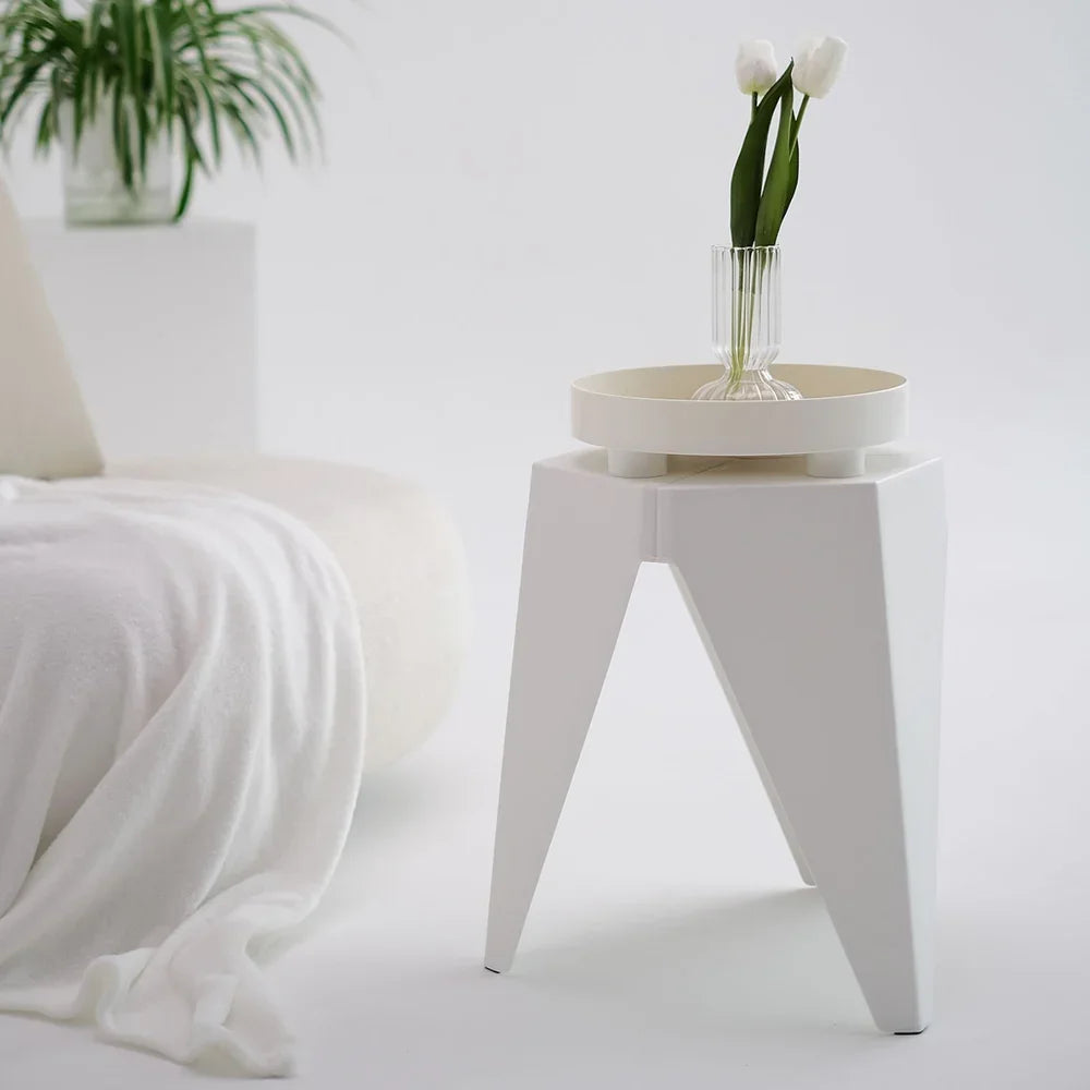 4PC Puzzle Stool Bar Stools Stackable White