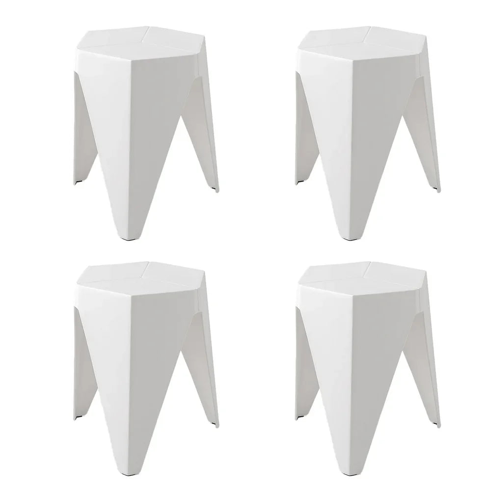 4PC Puzzle Stool Bar Stools Stackable White
