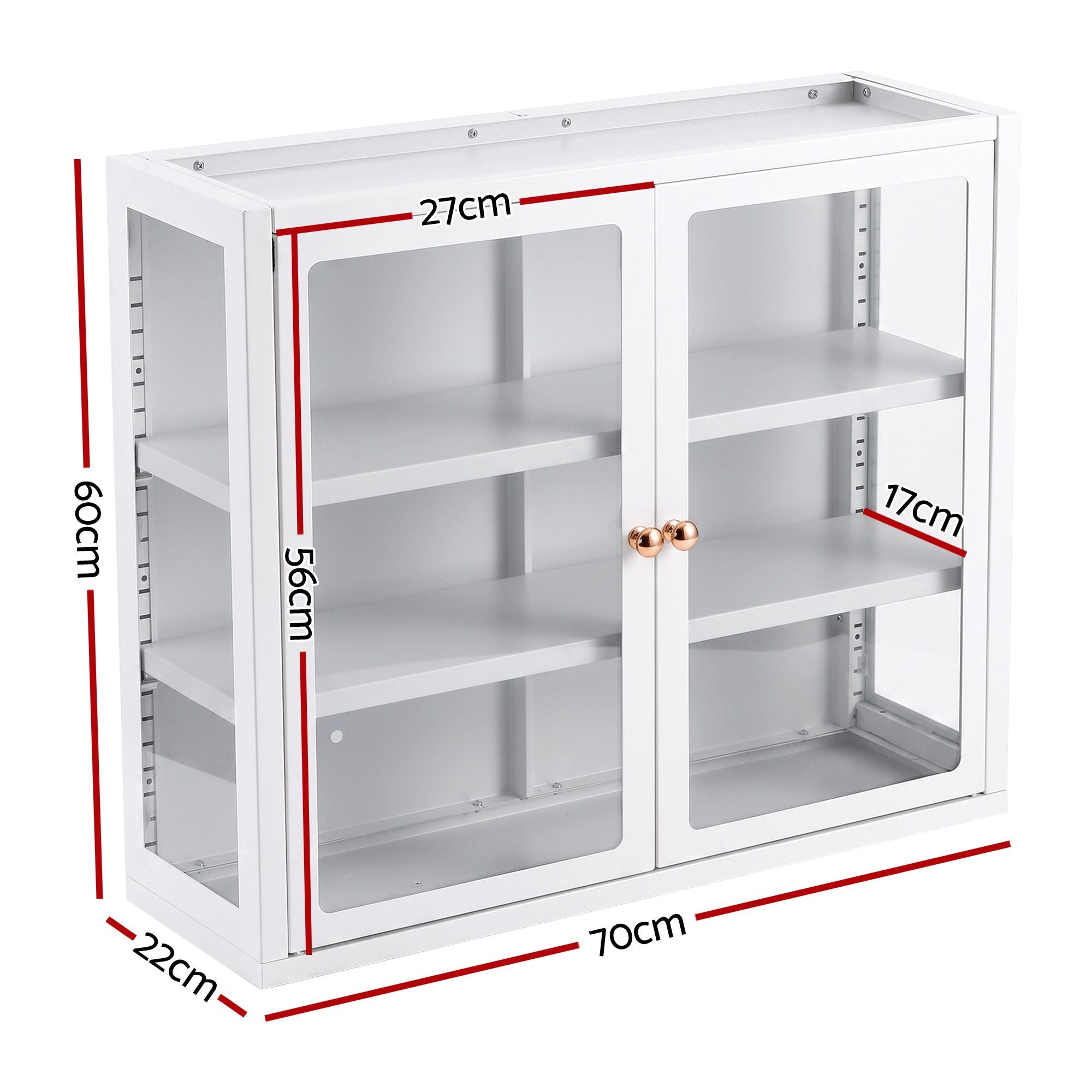 Buffet Cabinet Sideboard Wall Mounted Clear Display Storage 60cm White