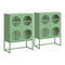 2x Buffet Sideboard Cabinet ELLA Cupboard Storage Glass Doors Metal Green