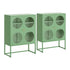 2x Buffet Sideboard Cabinet ELLA Cupboard Storage Glass Doors Metal Green