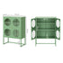 2x Buffet Sideboard Cabinet ELLA Cupboard Storage Glass Doors Metal Green