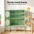 2x Buffet Sideboard Cabinet ELLA Cupboard Storage Glass Doors Metal Green