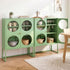 2x Buffet Sideboard Cabinet ELLA Cupboard Storage Glass Doors Metal Green