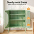 2x Buffet Sideboard Cabinet ELSA Cupboard Storage Mesh Doors Metal Green