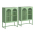 2x Buffet Sideboard Cabinet ELMA Cupboard Storage Mesh Doors Metal Green