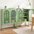 2x Buffet Sideboard Cabinet ELMA Cupboard Storage Mesh Doors Metal Green