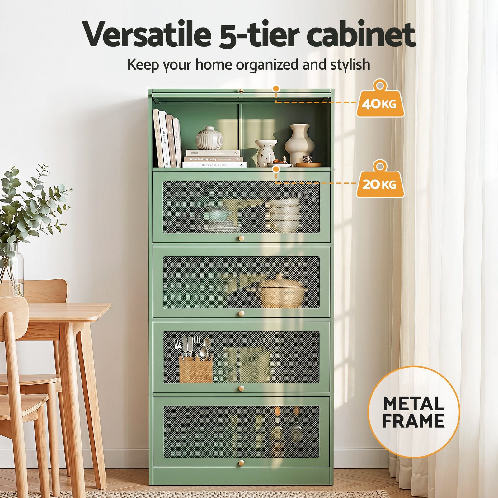 Artiss Buffet Sideboard Metal Cabinet - ELIA Green