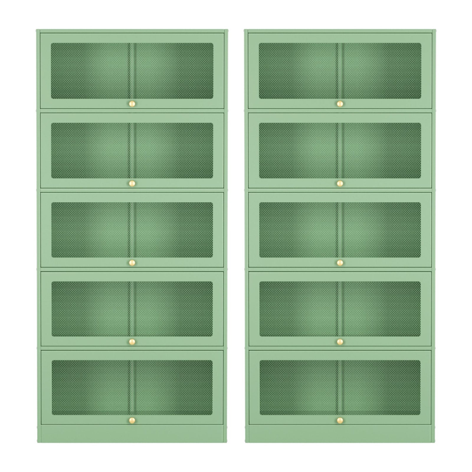 2x Buffet Sideboard Cabinet Storage Cupboard Mesh Doors Metal ELIA Green