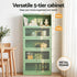 2x Buffet Sideboard Cabinet Storage Cupboard Mesh Doors Metal ELIA Green