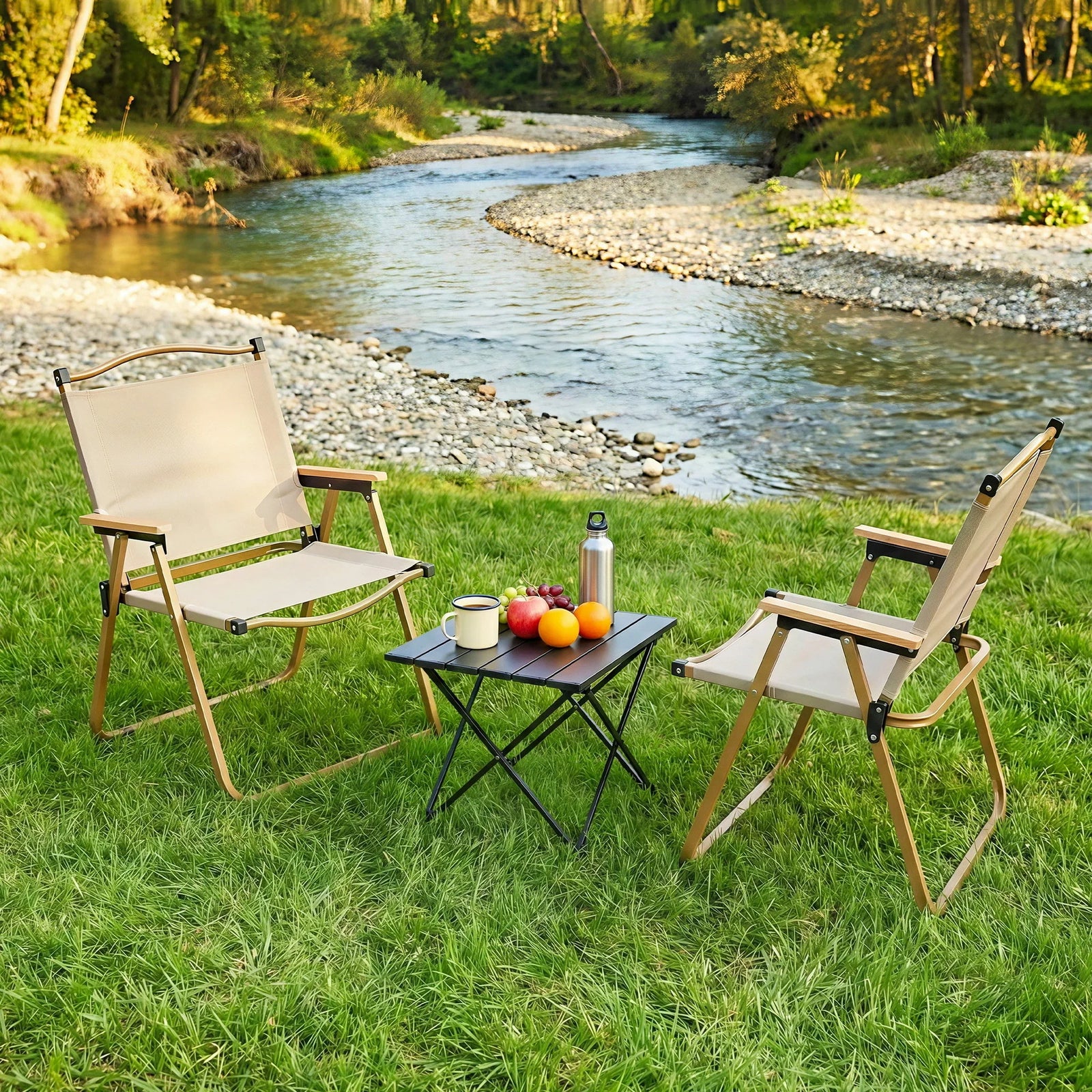 3pc Camping Table Chair Set Outdoor Folding Aluminium Portable Picnic