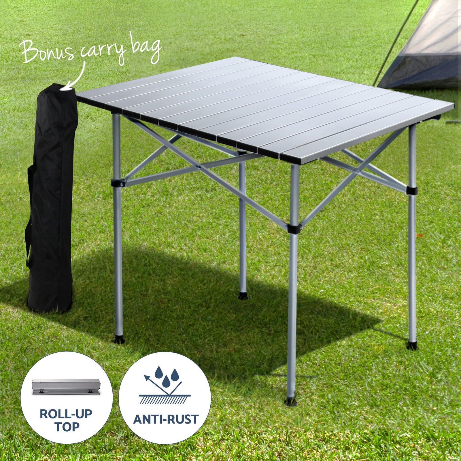 3pc Camping Table Chair Set Outdoor Folding Aluminium Portable Picnic