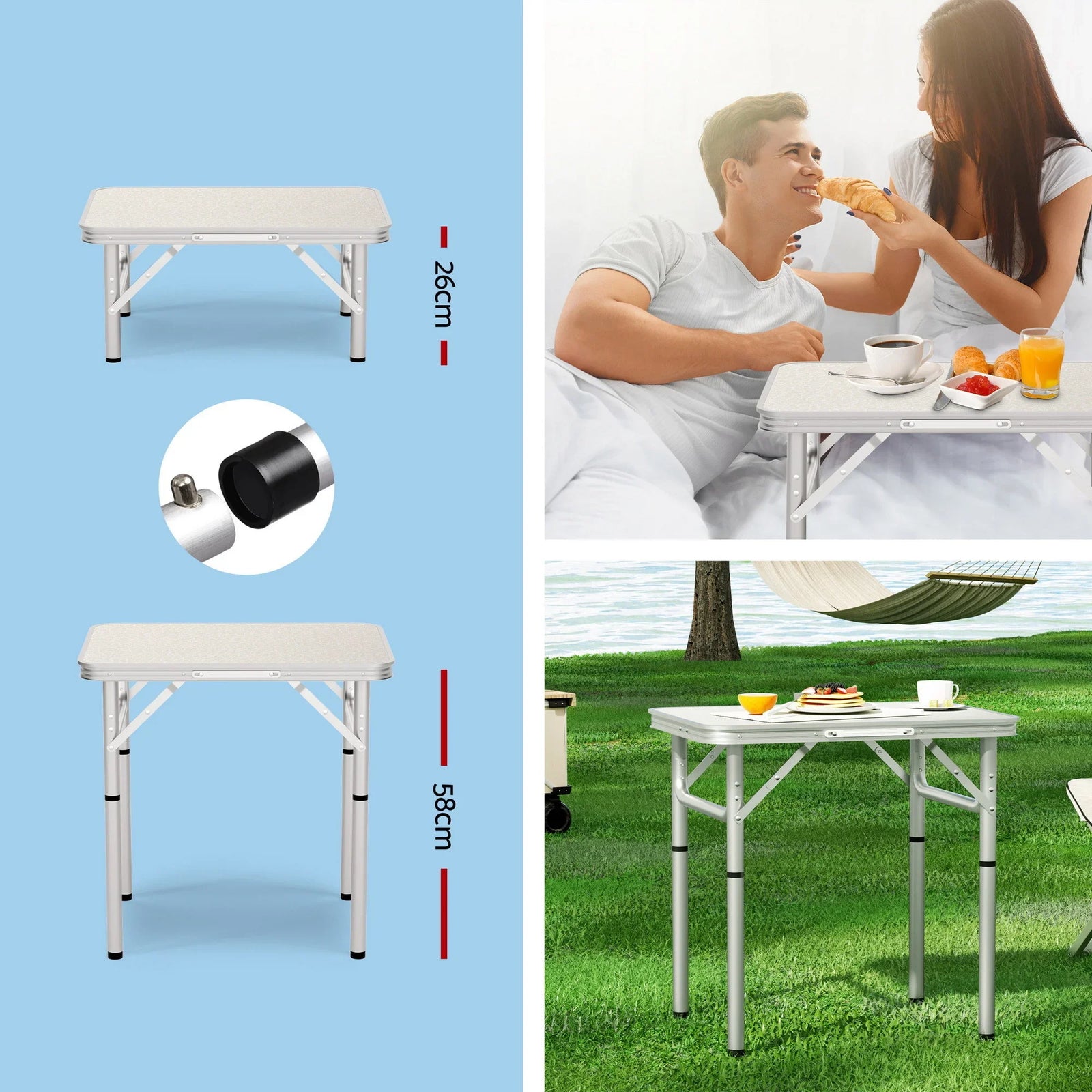3pc Camping Table Chair Set Outdoor Folding Aluminium Portable Picnic