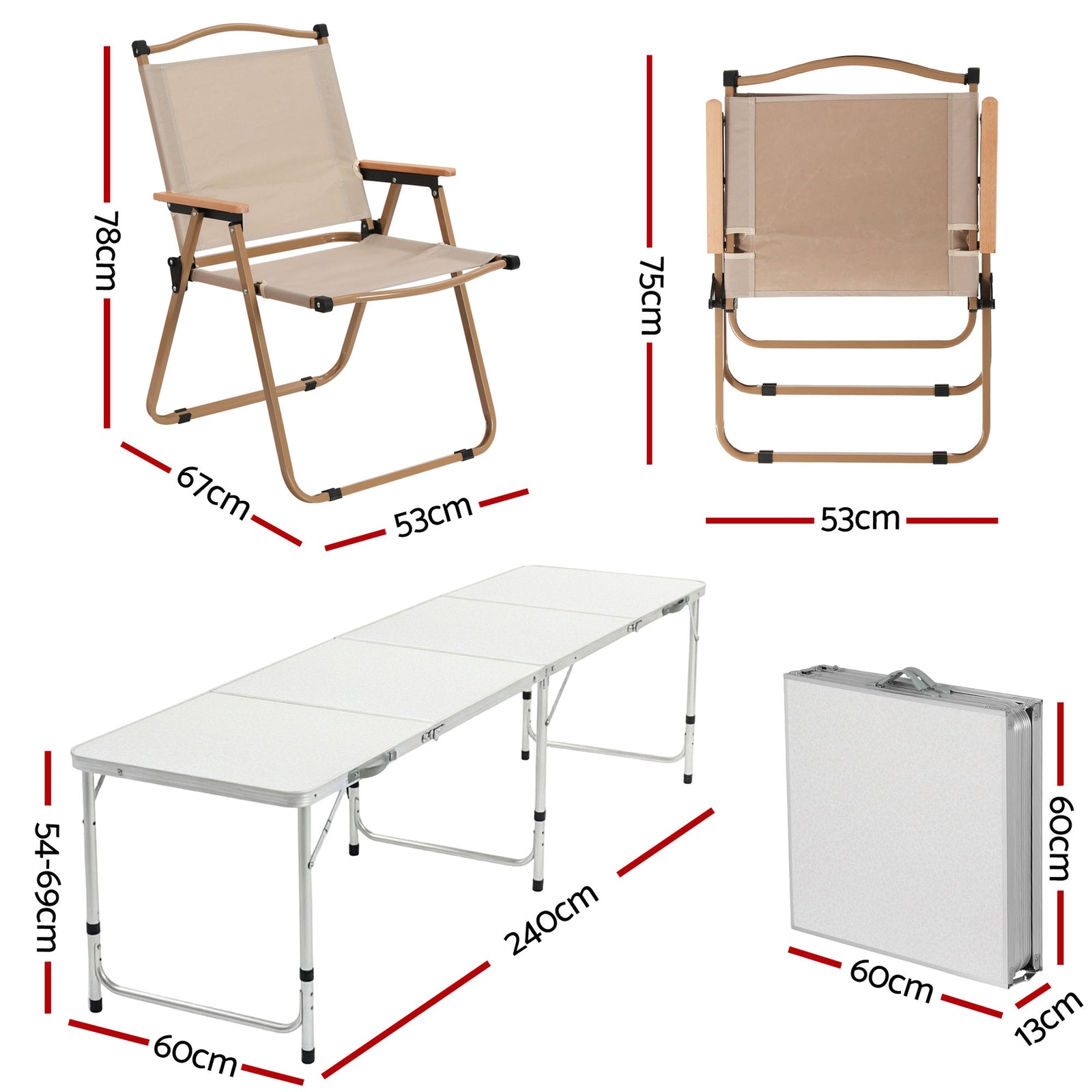 7pc Camping Table Chair Set Outdoor Folding Aluminium Portable Picnic