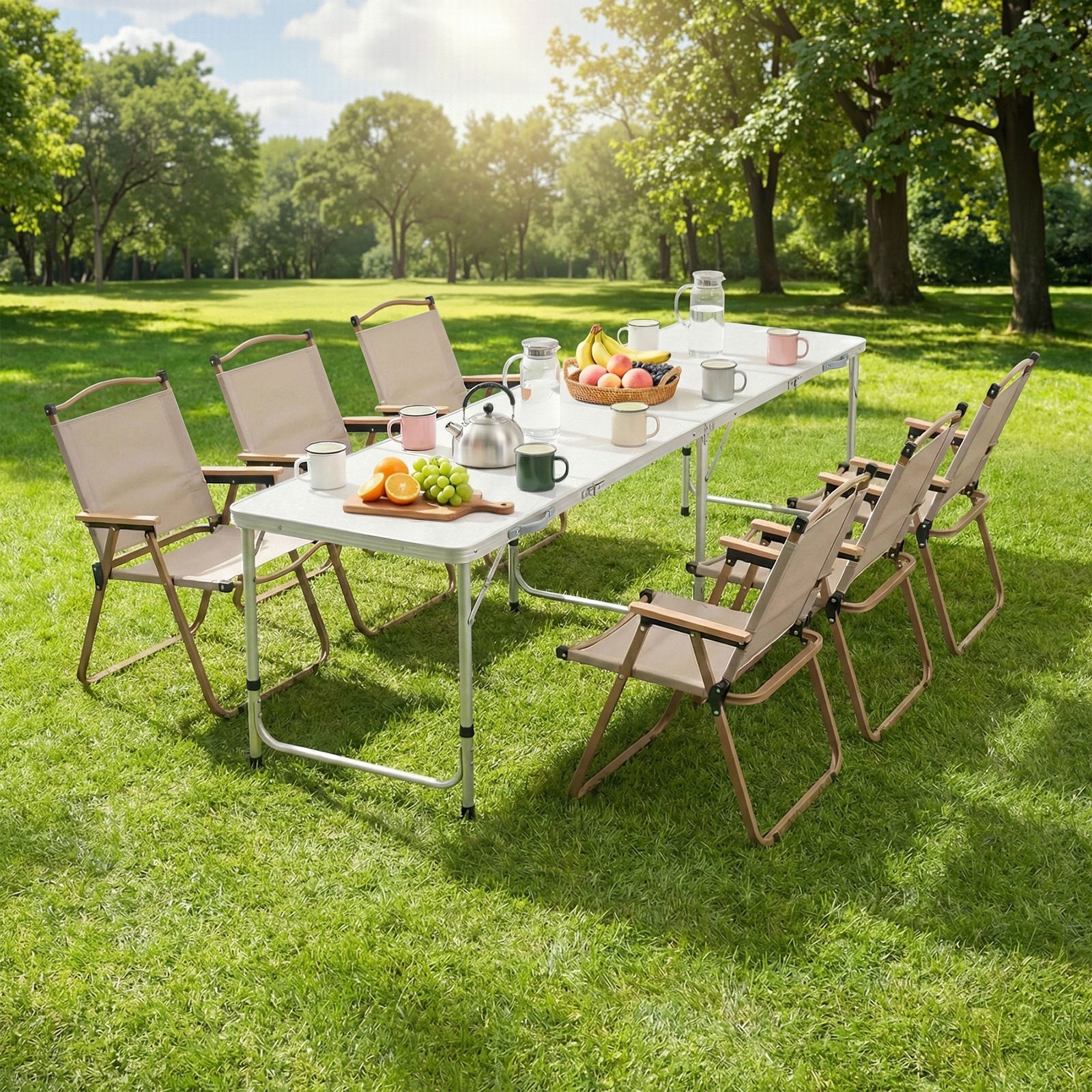 7pc Camping Table Chair Set Outdoor Folding Aluminium Portable Picnic