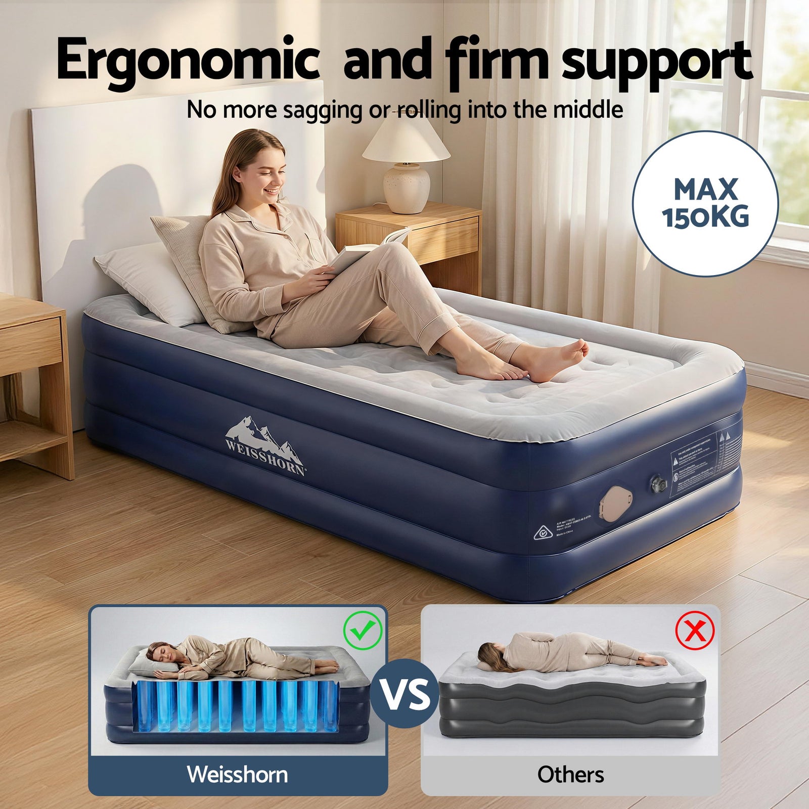 Air Mattress Single Inflatable Bed 46cm Air bed Cube