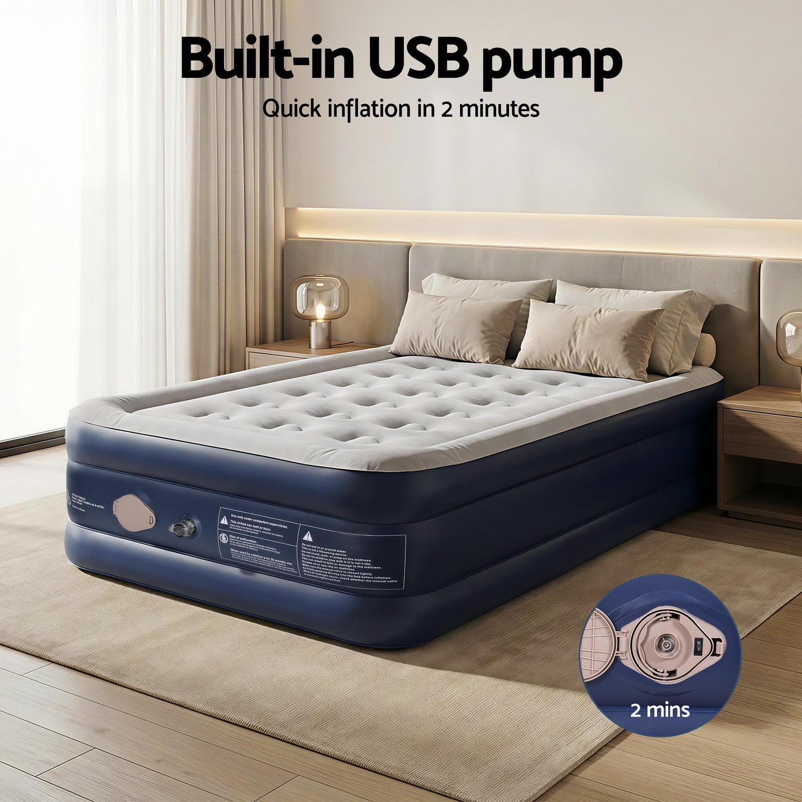 Air Mattress Single Inflatable Bed 46cm Air bed Cube