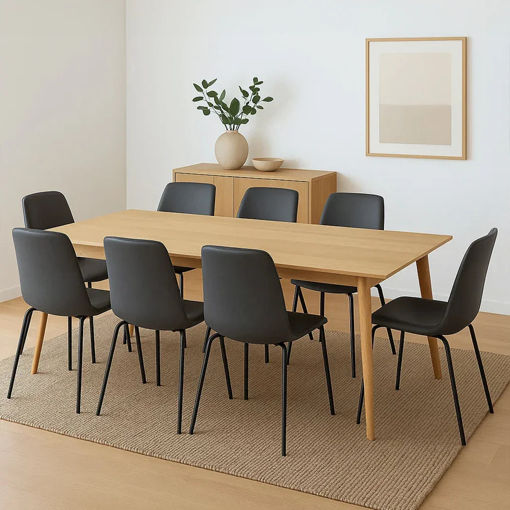 Levede Stackable Dining Chairs Kitchen Grey Set of 8-2006732727608545287