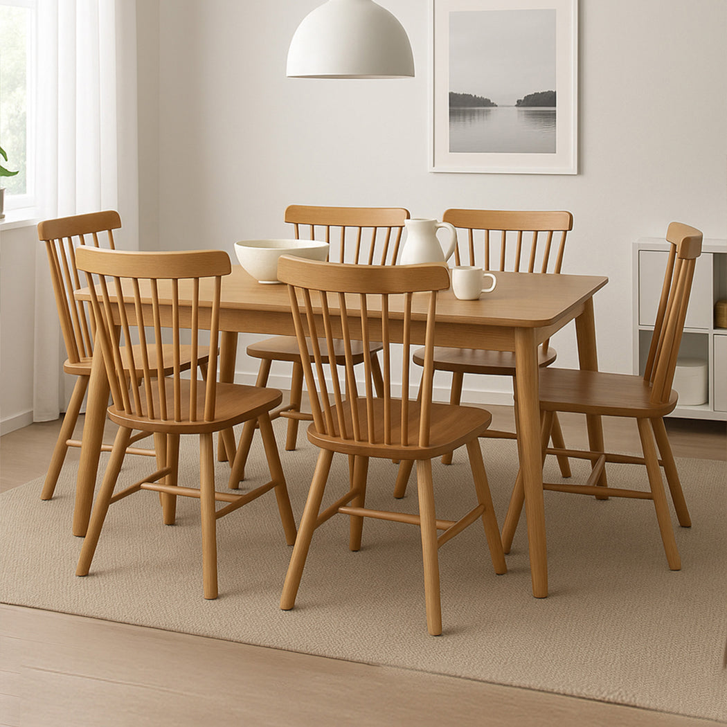 Levede 6x Dining Chairs Kitchen Windor Oak-2006732719844888583